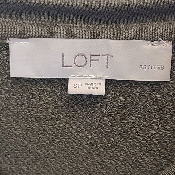 LOFT Women Green White Langenlook Sweatshirt S Petite - Picture 12 of 13